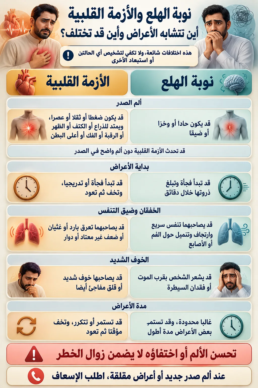 الفرق بين نوبة الهلع والأزمة القلبية3