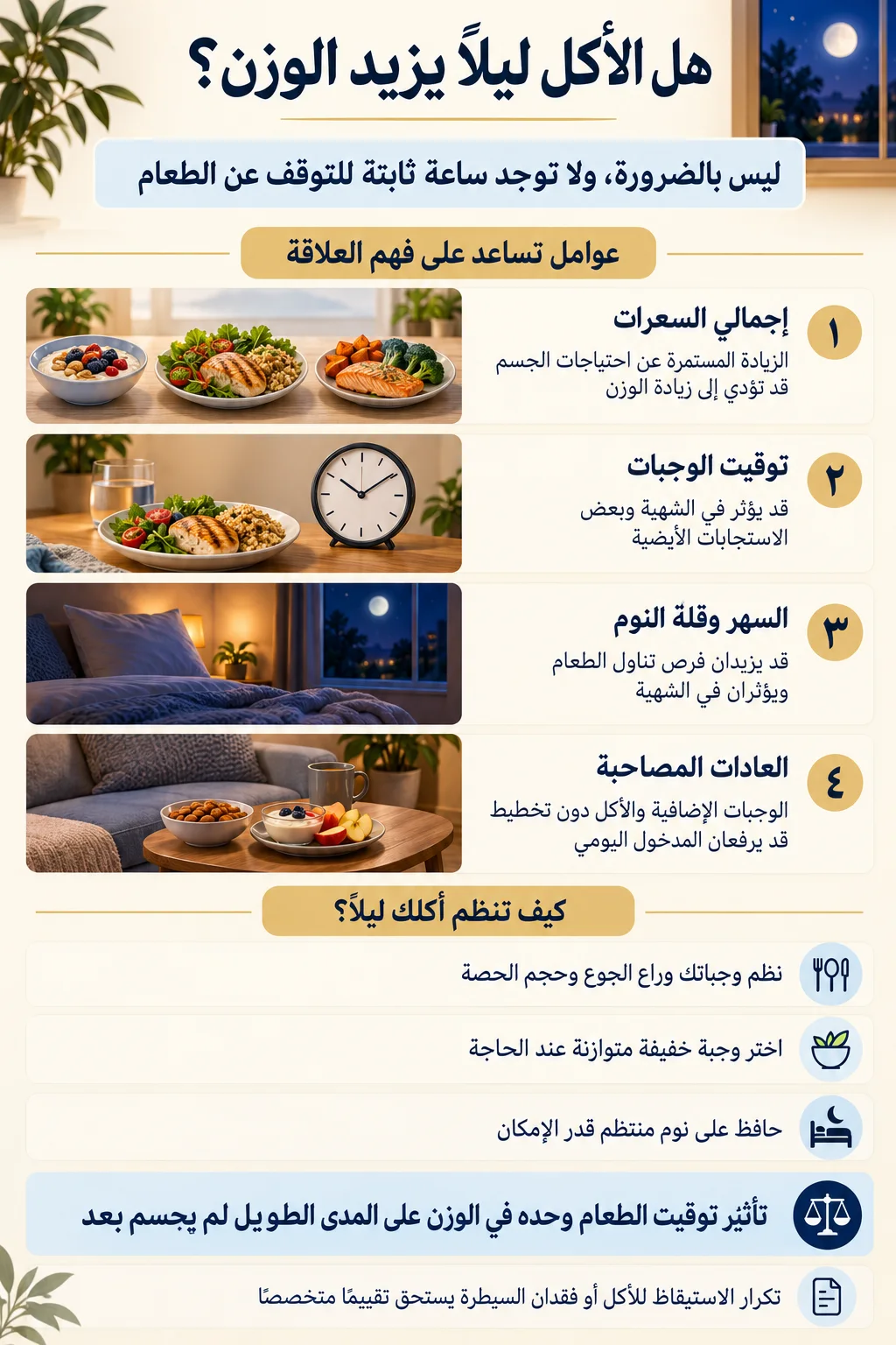هل تناول الطعام ليلاً يزيد الوزن2