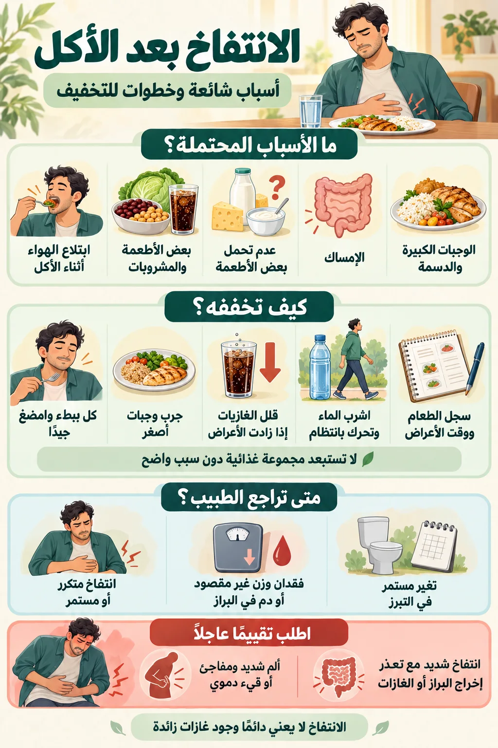 الانتفاخ بعد الأكل إنفو