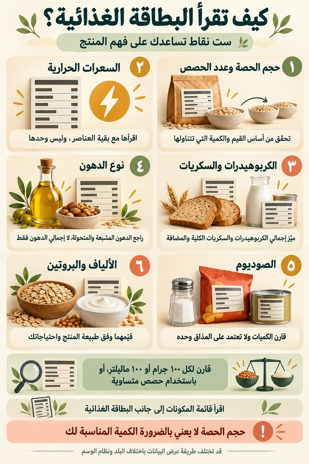 دليل قراءة البطاقة الغذائية2