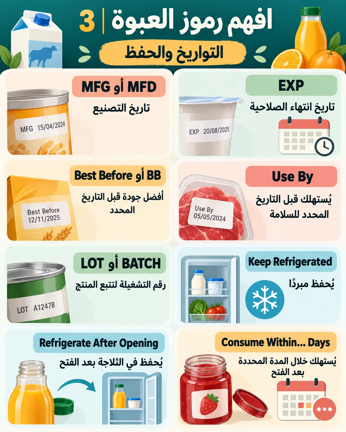 الأرقام والرموز على عبوات الطعام3