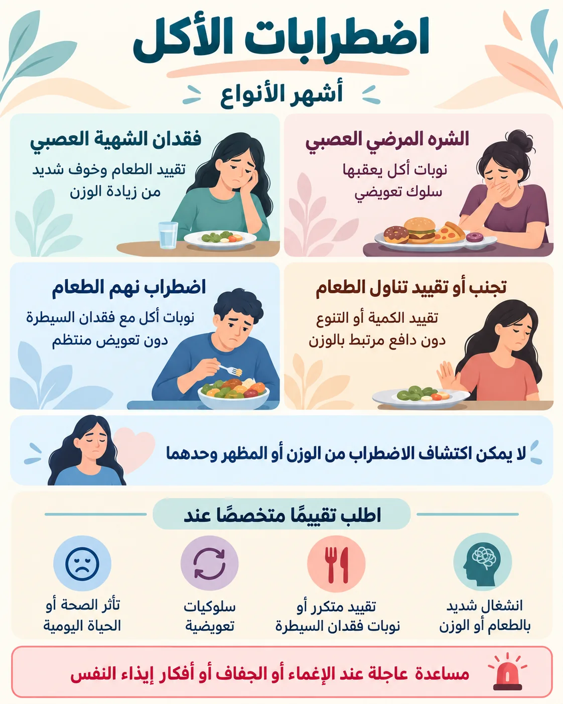 اضطرابات الأكل.، ما أنواعها وكيف تظهر ومتى تحتاج إلى علاج؟ إنفو
